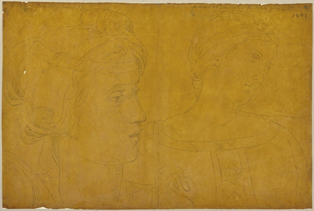 Sibylle nach Baldassare Peruzzi sowie Justita nach Ambrogio Lorenzetti, Johann Anton Ramboux, after Baldassare Peruzzi, after Ambrogio Lorenzetti