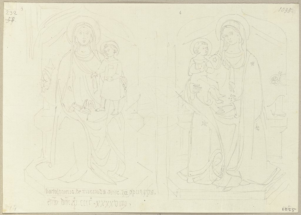 Madonnendarstellungen aus dem 15. Jahrhundert, Johann Anton Ramboux, after Italian, 15th century;   ?
