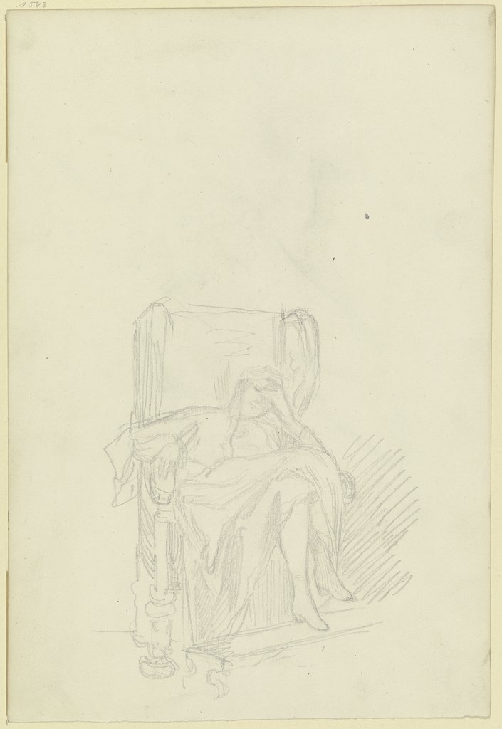Junge Frau im Lehnstuhl, mit übergeschlagenen Beinen, Victor Müller