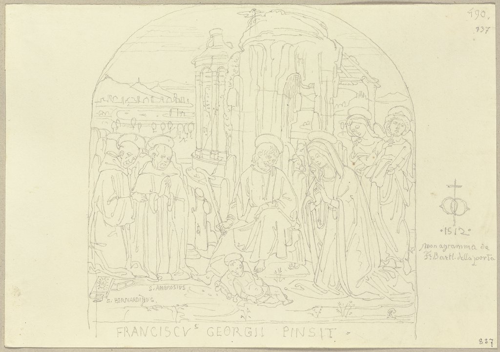 Tafel von Francesco di Giorgio Martini, die Geburt Christi darstellend, Johann Anton Ramboux, after Francesco di Giorgio Martini