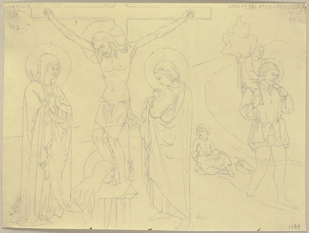 Nach einem Kruzifix von Sano di Pietro (?), Johann Anton Ramboux, after Sano di Pietro, after Neroccio di Bartolomeo di Benedetto de' Landi