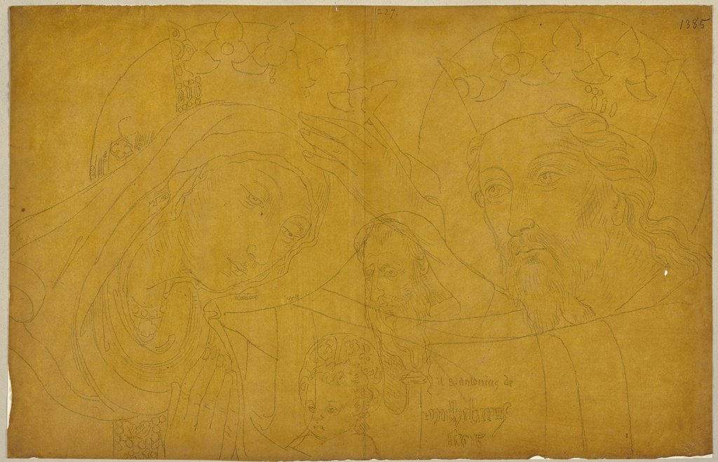 Die Krönung Mariens sowie ein Christusknabe und ein Heiliger, Johann Anton Ramboux, nach Sano di Pietro
