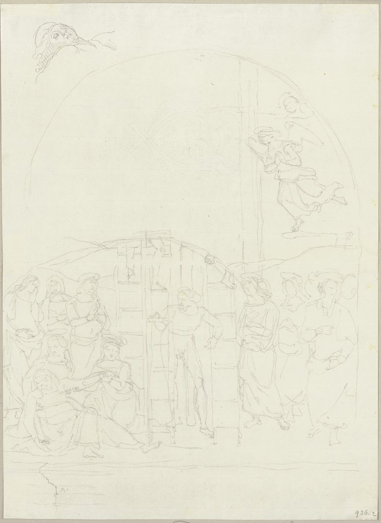 Fragment aus der Kreuzabnahme bei den Serviten bei Citta della Pieve, Johann Anton Ramboux, nach Pietro Perugino