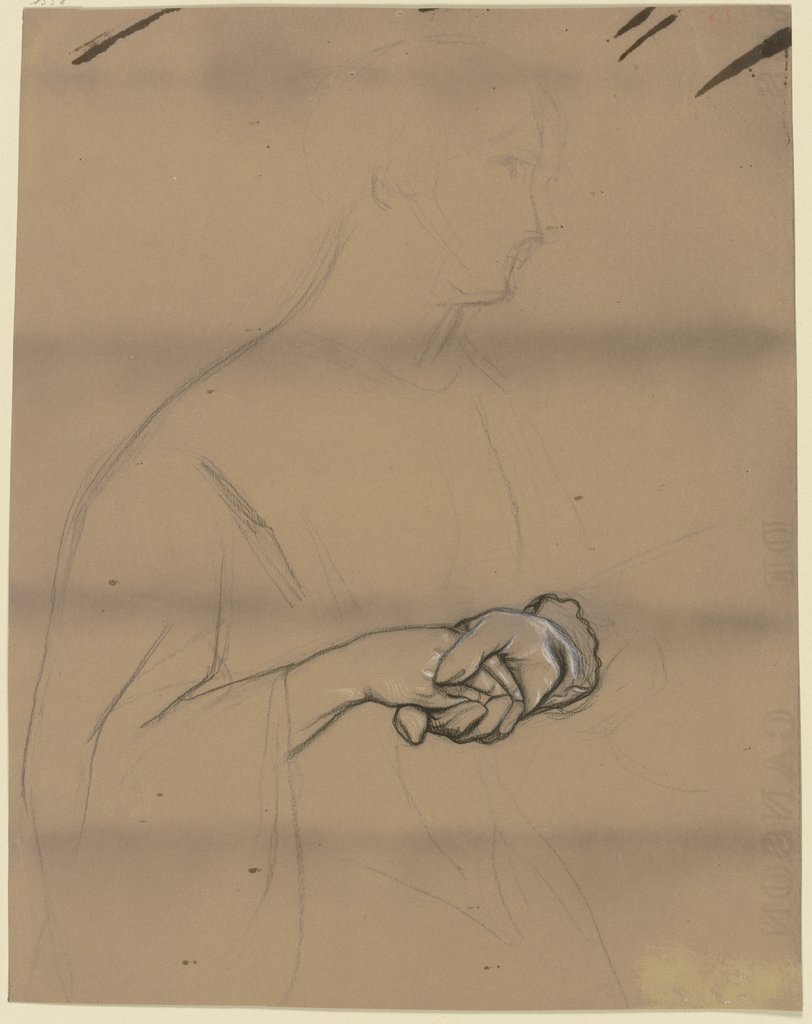 Zwei ineinandergelegte rechte Hände, mit Andeutung einer Frauenfigur, Victor Müller