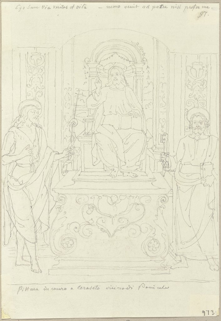 Thronender Christus mit Johannes dem Täufer und Petrus, in Ceraseto bei Panicale, Johann Anton Ramboux