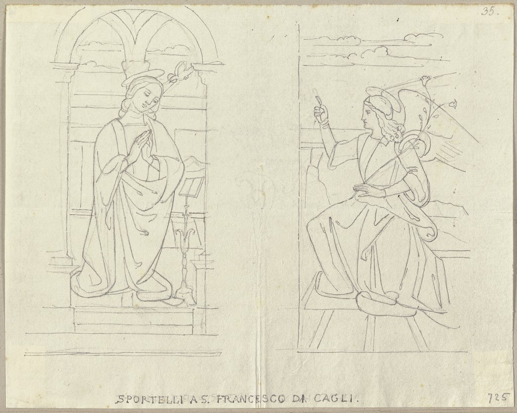 Die Verkündigung in den Flügeltüren der Orgel in San Francesco in Cagli, Johann Anton Ramboux