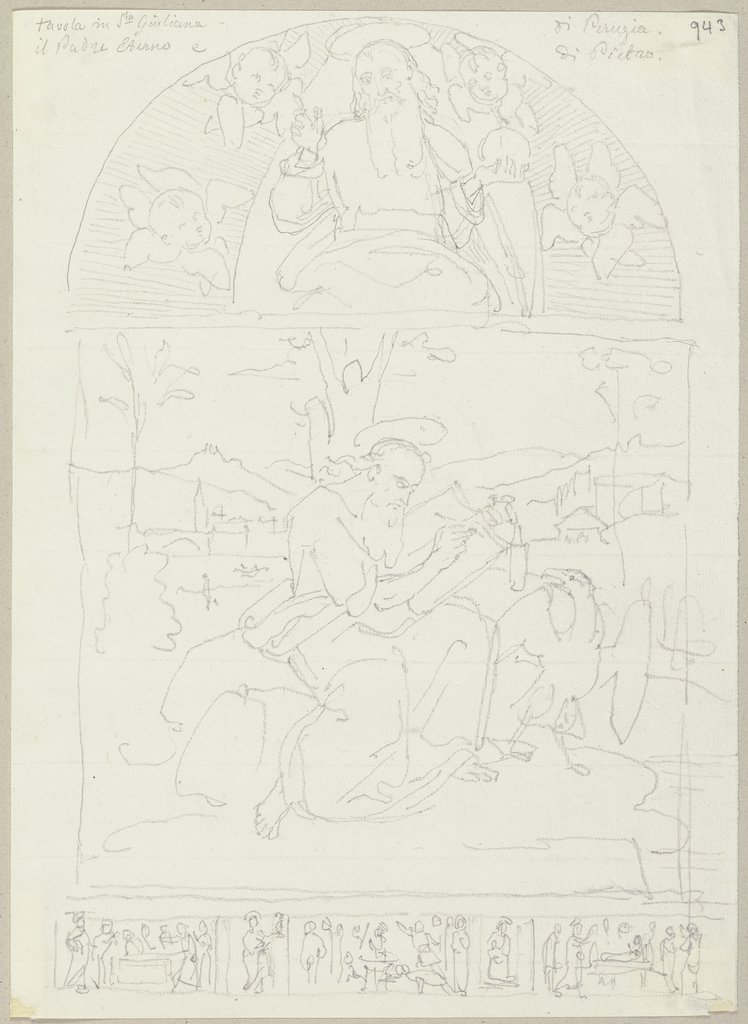 Gottvater mit Engeln, eine Tafel in Santa Giuliana in Perugia, Johann Anton Ramboux, nach Pietro Perugino