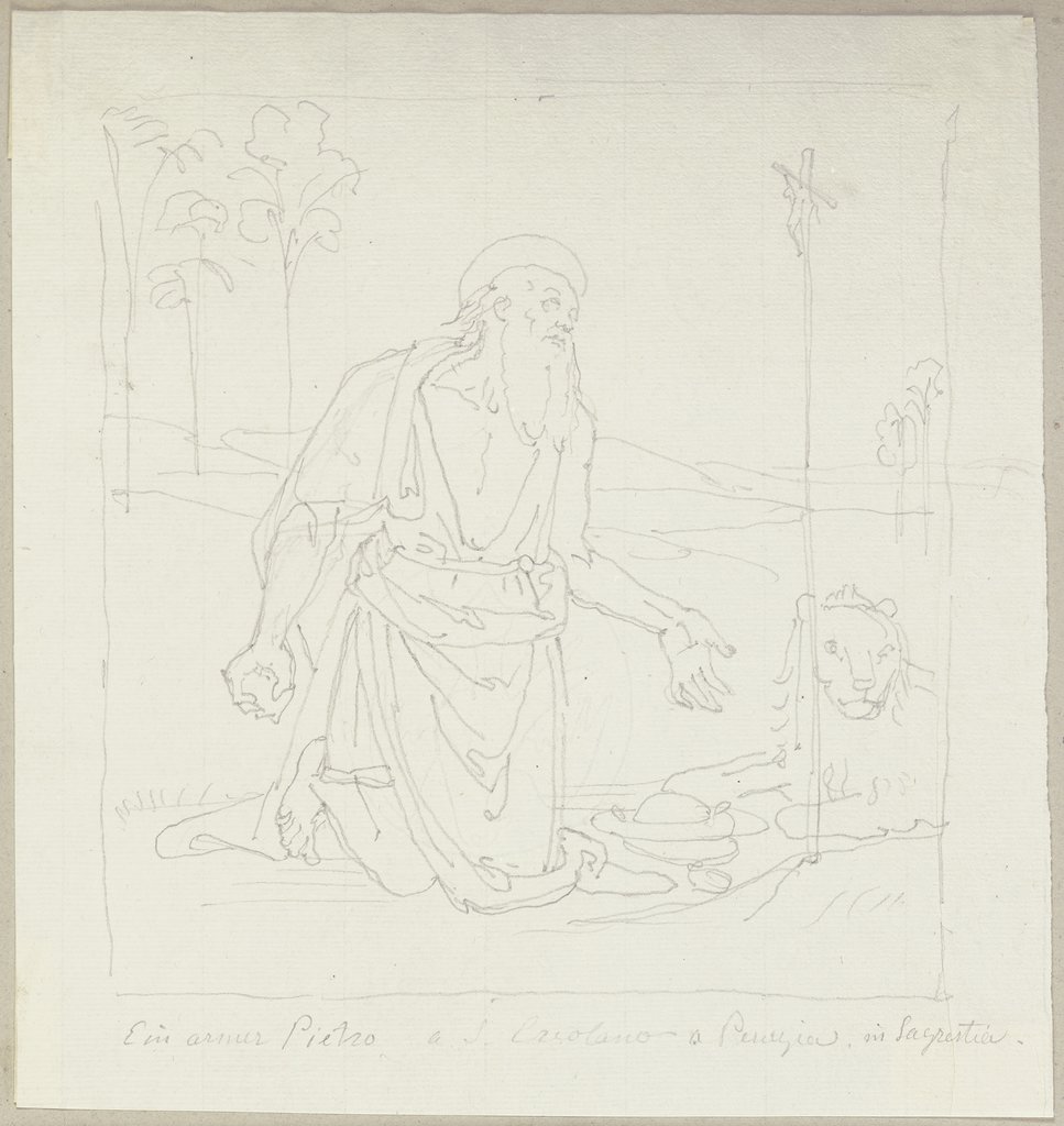 Hieronymus, in der Sakristei der Sant'Ercolano in Perugia, Johann Anton Ramboux, nach Pietro Perugino