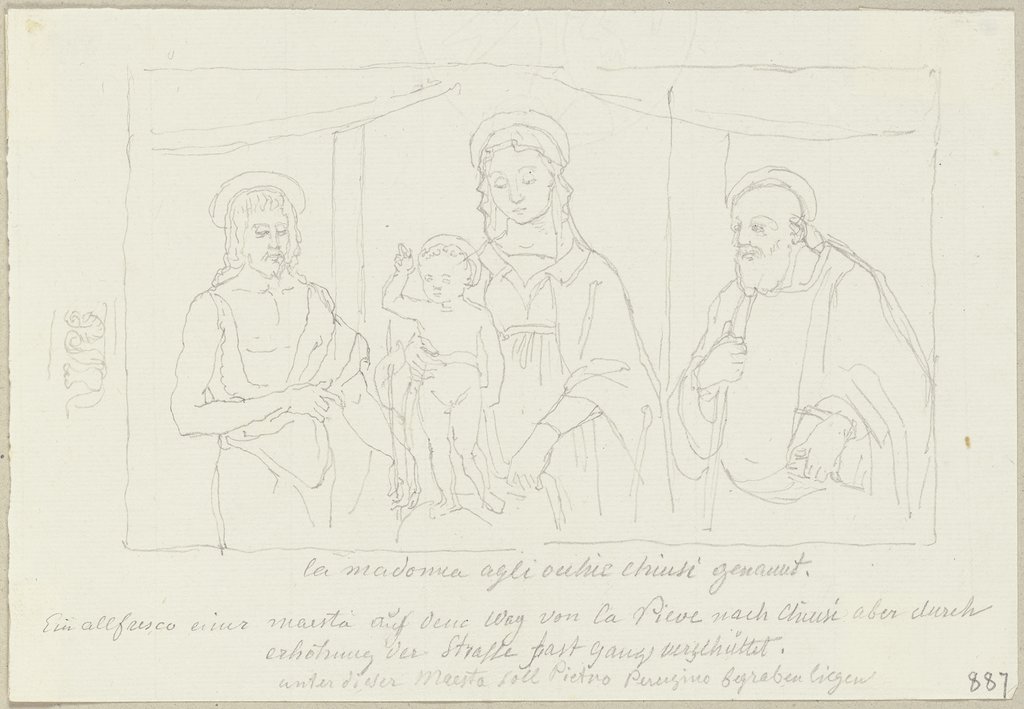 Eine Maestà auf dem Weg von Città della Pieve nach Chiusi, Johann Anton Ramboux, after Pietro Perugino