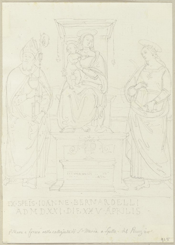 Thronende Madonna mit Kind und Heiligen, nach einem Fresko in Santa Maria Maggiore in Spello, Johann Anton Ramboux, nach Pietro Perugino