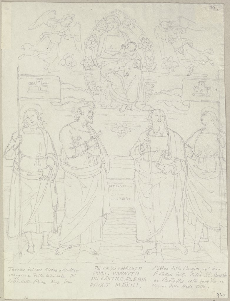 Nach einer Tafel hinter dem Hauptaltar der Kathedradel von Città della Pieve, Johann Anton Ramboux, after Pietro Perugino