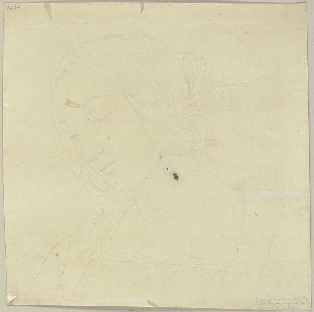 Detailansicht eines Freskos in Montefalco, Johann Anton Ramboux, nach Pietro Perugino