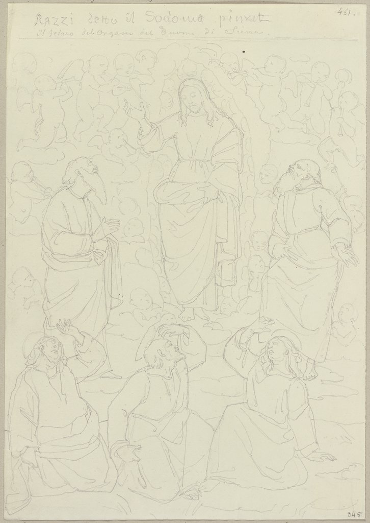Christus, von Heiligen umgeben, nach dem Vorhang der großen Orgel (?) im Dom von Siena von Sodoma, Johann Anton Ramboux, after Sodoma