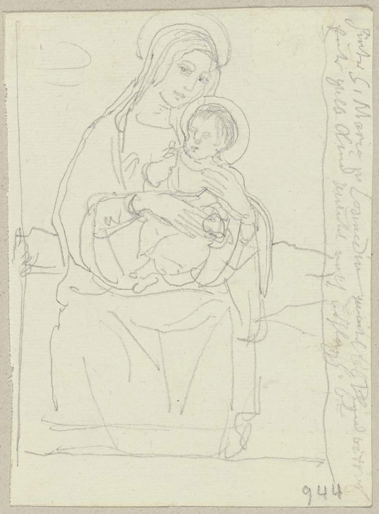Maria mit Kind, Fresko hinter Santa Maria in Cosmedin, Johann Anton Ramboux, after Pietro Perugino;  school