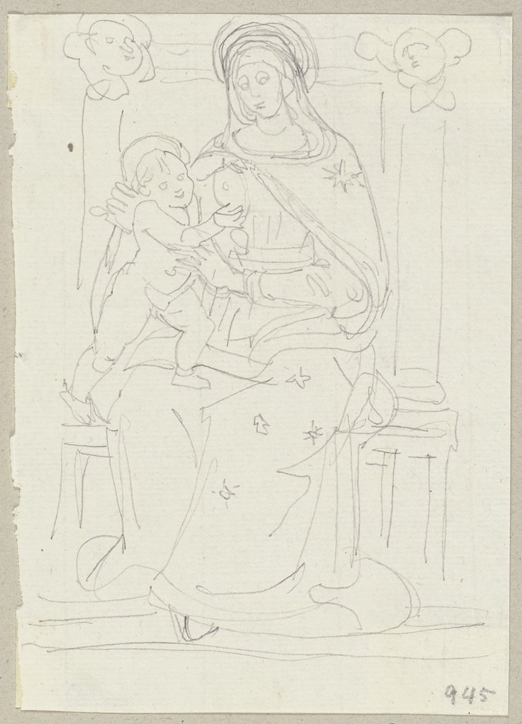 Maria mit Kind, Tafel in einer Kirche in Corneto Tarquinia, Johann Anton Ramboux, nach Pietro Perugino;  Schule