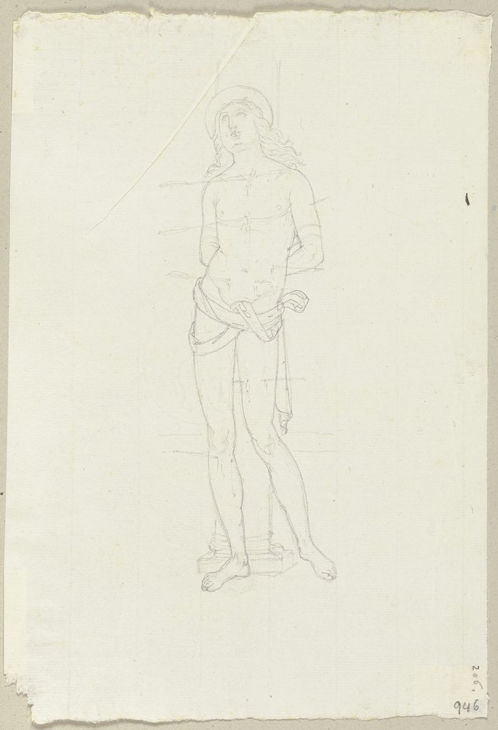 Der heilige Sebastian, in San Fortunato bei Montefalco, Johann Anton Ramboux, after Pietro Perugino;  school