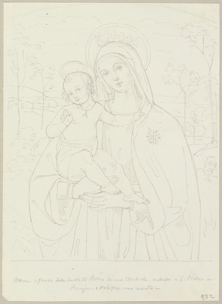 Maria mit Kind, Johann Anton Ramboux, nach Pietro Perugino;  Schule