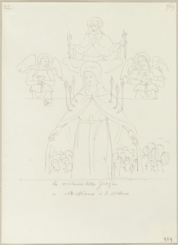 Schutzmantelmadonna, in San Urbano zu Messiano (?), Johann Anton Ramboux, nach Pietro Perugino;  Schule