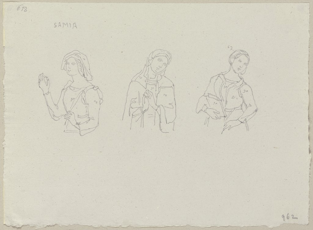 Tiburtinische Sibylle aus dem Chor von Sant'Oliva in Cori, Johann Anton Ramboux, nach Pintoricchio;  Schule