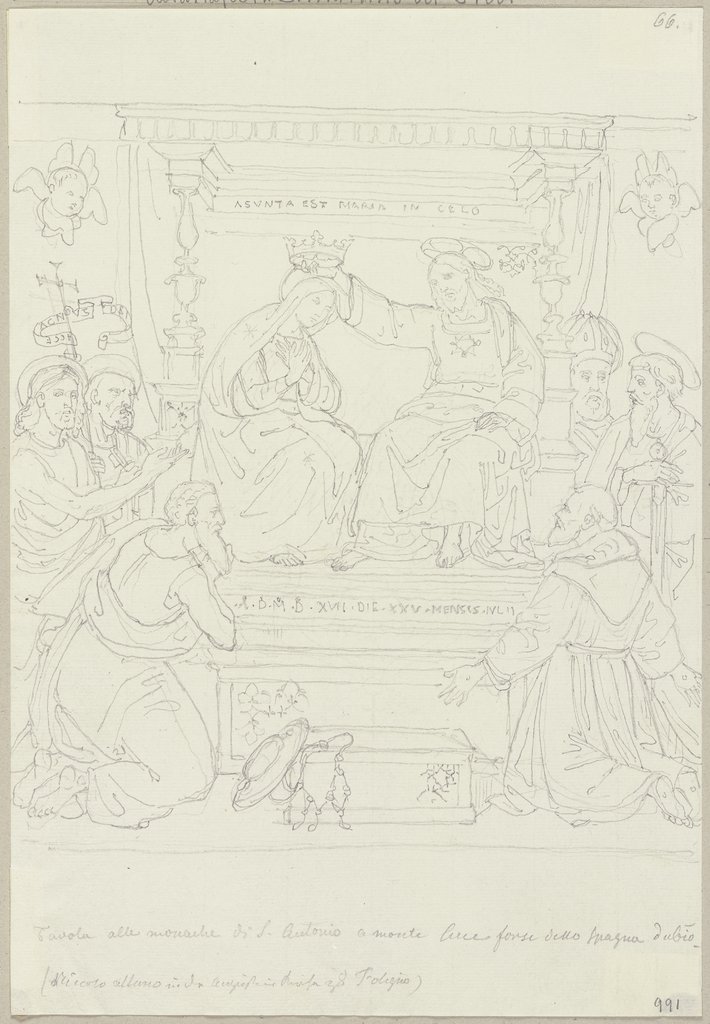 Die Krönung Mariens, nach einer Tafel in Sant'Antonio a Monteluce bei Perugia (?), Johann Anton Ramboux, Art des and nach Lo Spagna