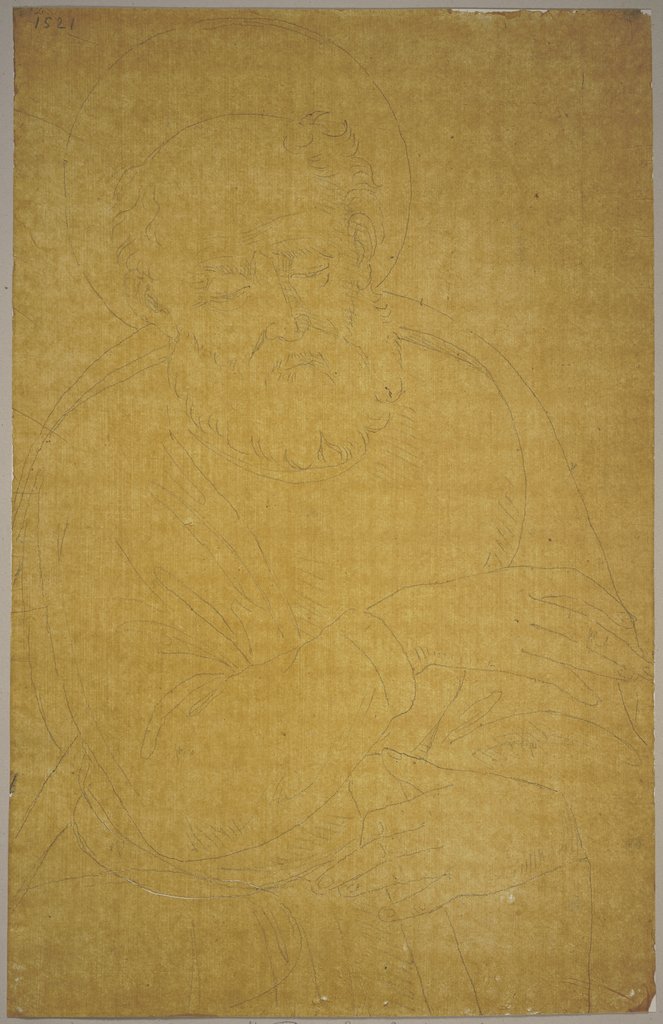 Joseph von Nazareth, Detail aus einem Fresko mit der Heiligen Familie und dem Johannesknaben von Raffaello dal Colle im Castel Buccione bei Urbino, Johann Anton Ramboux, nach Raffaello dal Colle