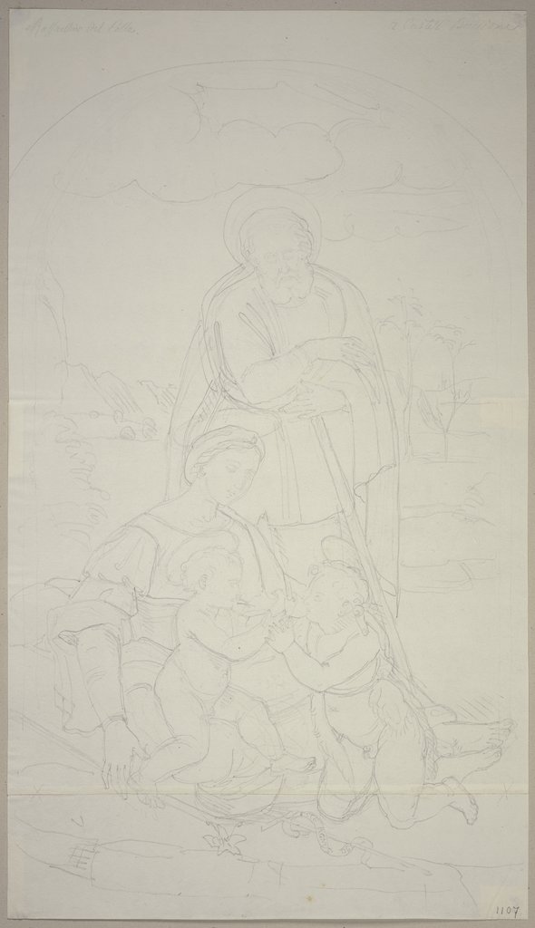 Die Heilige Familie mit dem Johannesknaben, nach einem Fresko von Raffaello dal Colle im Castel Buccione bei Urbino, Johann Anton Ramboux, nach Raffaello dal Colle
