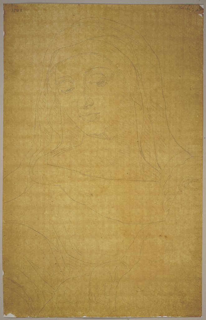Maria mit dem Jesuskind, Detail aus einem Gemälde in der Art des Sassoferrato in Privatbesitz in Gubbio (?), Johann Anton Ramboux, style of and after Sassoferrato (Giovanni Battista Salvi)