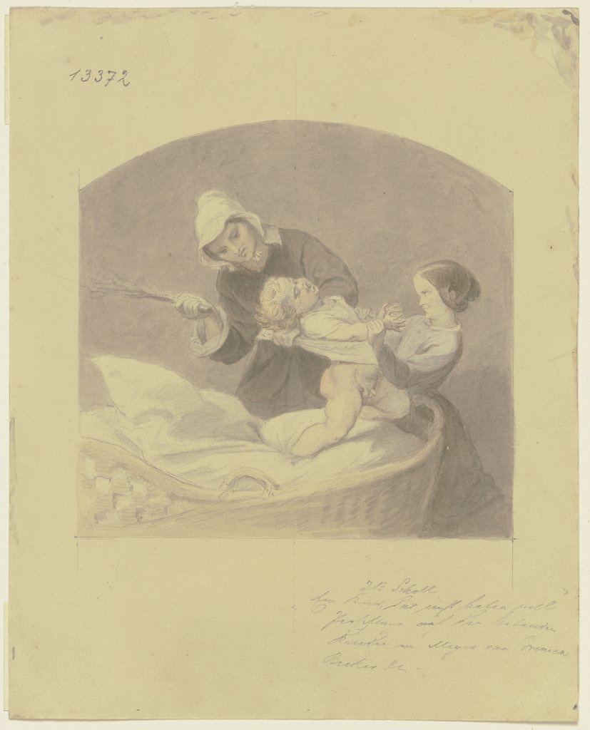Ein Kind, das nicht beten will (Persiflage auf die betenden Kinder von Meyer von Bremen, Becker und andere), Johann Baptist Scholl the Younger