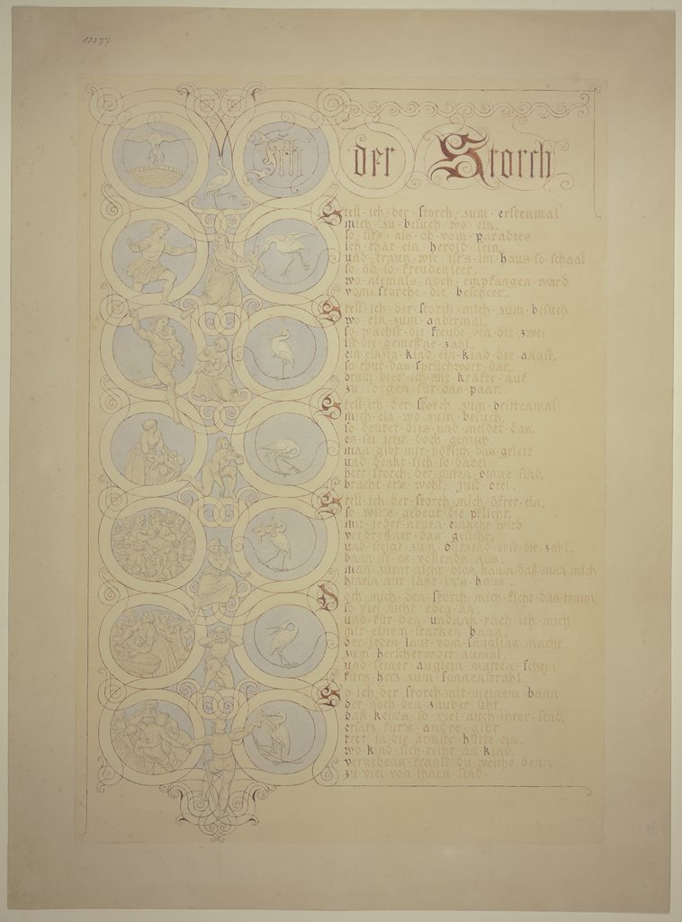 Das Gedicht vom Storchen mit Randzeichnungen, Johann Baptist Scholl d. J.