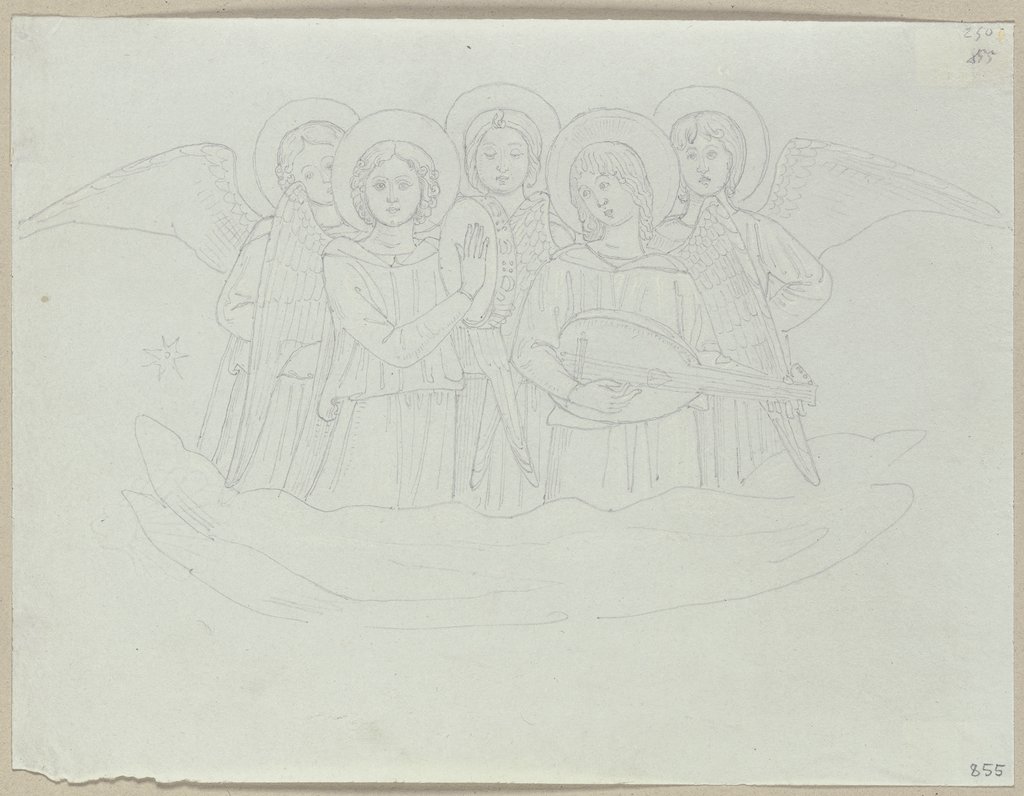 Musizierende Engel, aus einer Maestà zwischen Spello und Foligno
, Johann Anton Ramboux, nach Pierantonio Mezzastris;   ?