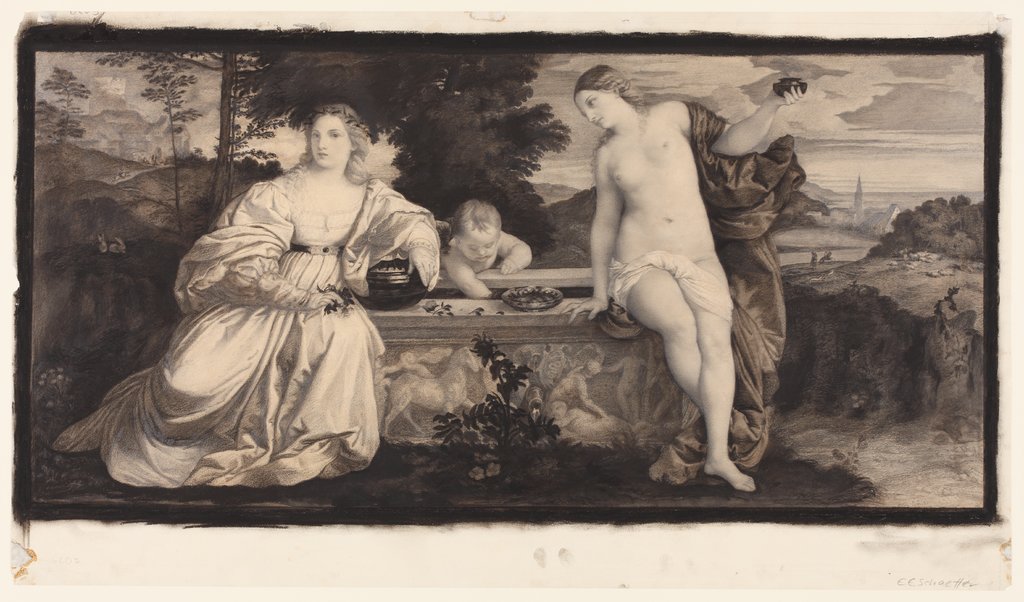 Tizians „Himmlische und irdische Liebe“, Eugen Eduard Schäffer, after Titian