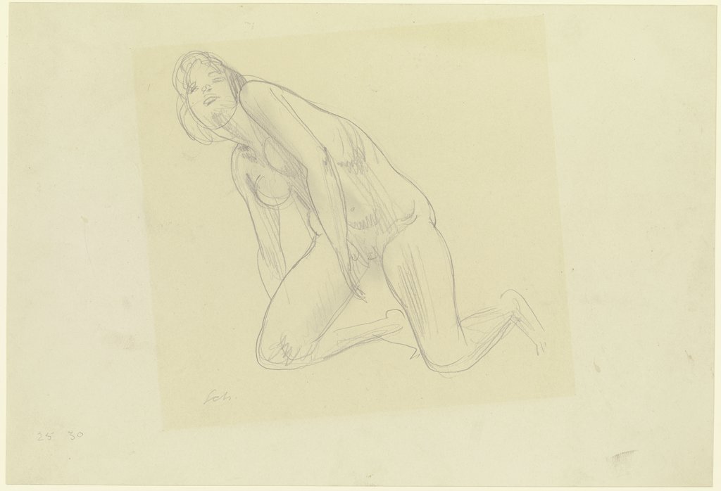 Kneeling nude woman, Richard Scheibe