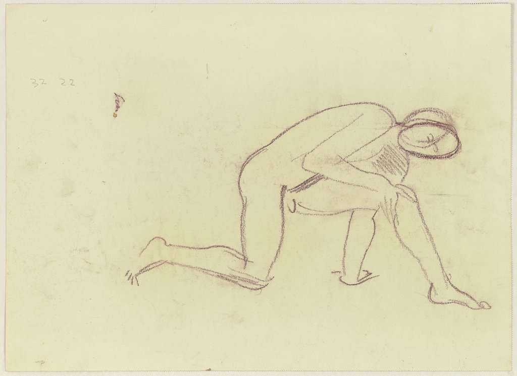Kneeling nude man, Richard Scheibe