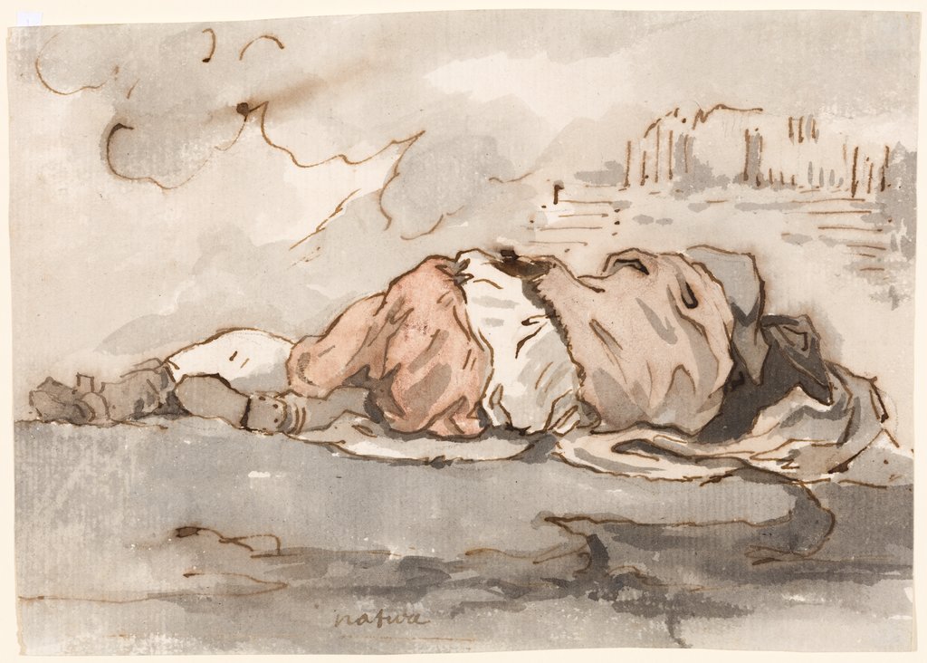 Studie eines schlafenden Knaben, von hinten gesehen, Augustin Pajou