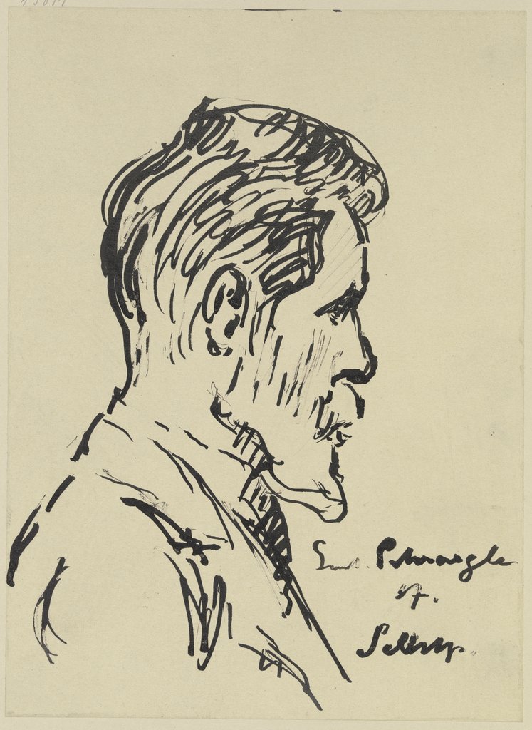 Self-portrait in profile, Gustav Schraegle