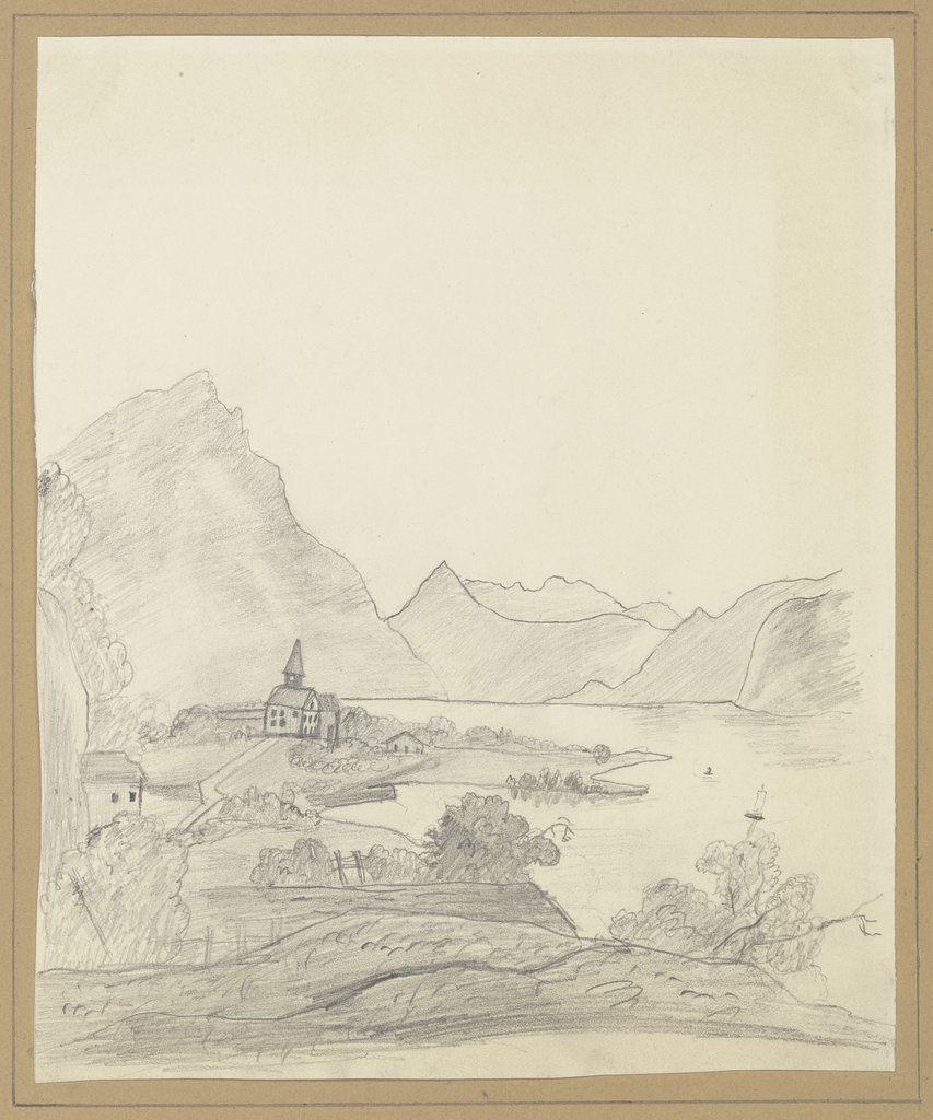 Mountainous landscape with lake, Victor Müller