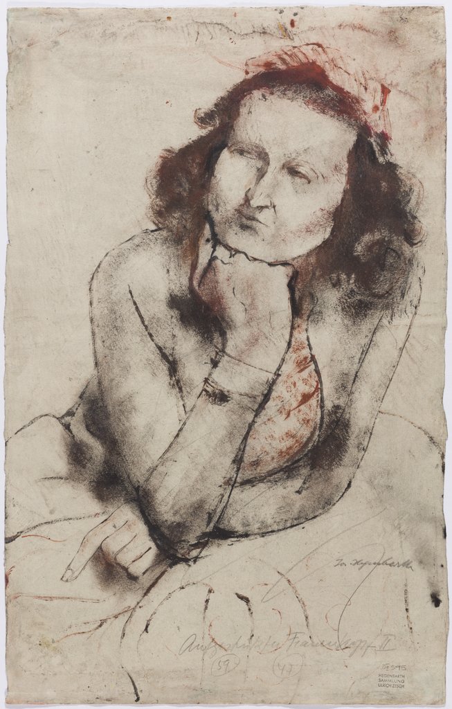 Sitzende Frau mit aufgestütztem Kopf (Bildnis Johanna Hegenbarth), Josef Hegenbarth