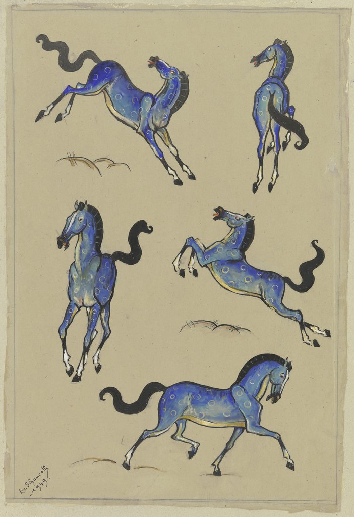 Studies of horses, Lina von Schauroth