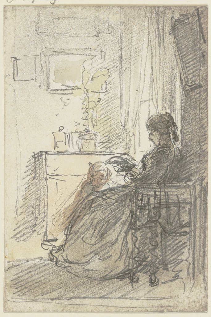 Frau mit einem Buch am Fenster sitzend, Philipp Rumpf
