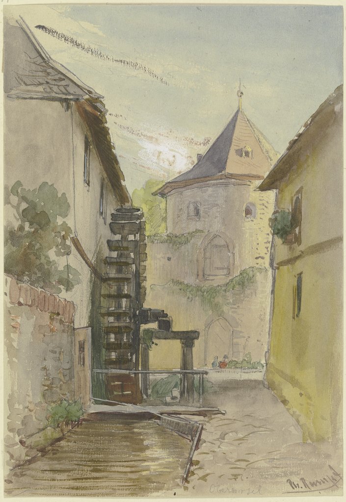 Gässchen mit Rückseite einer Mühle, Philipp Rumpf