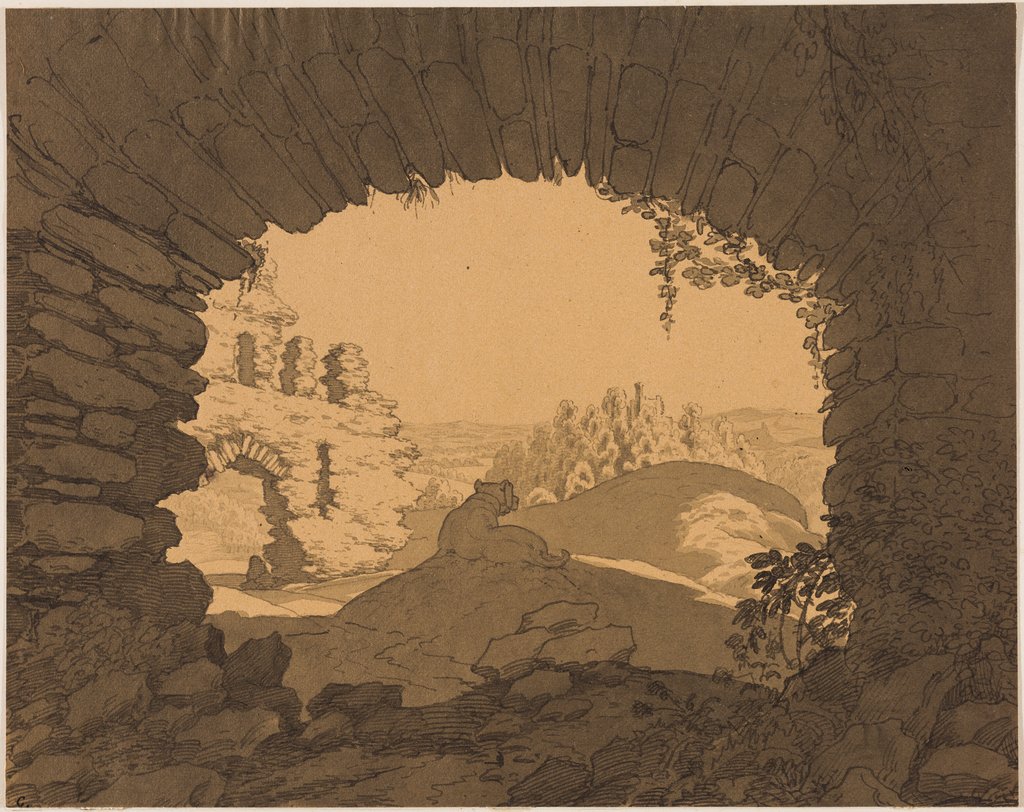 Südliche Landschaft mit Hund, Ferdinand Fellner