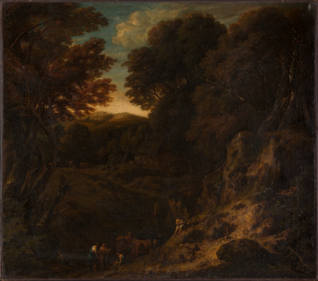 Italienische Waldlandschaft mit Viehtränke, Cornelis Huysmans, Jan Baptiste Huysmans;   ?