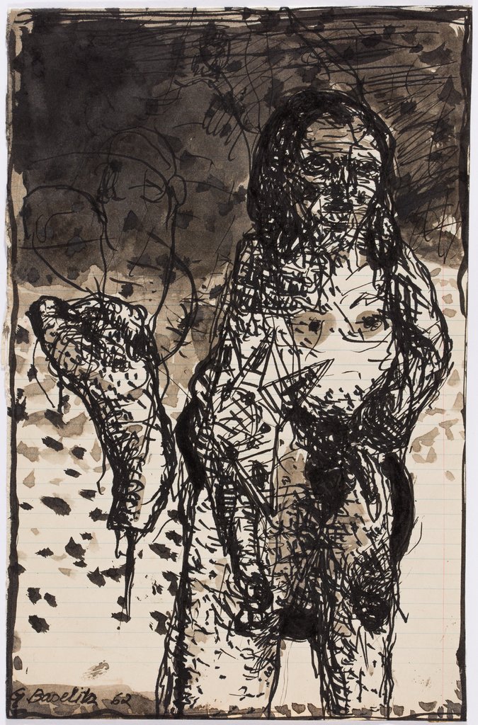 Figure with Hand (Artaud), Georg Baselitz