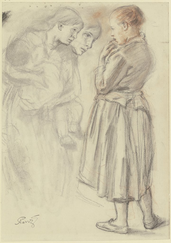 Mutter mit Kind und stehendes Mädchen, Alois Johann Penz