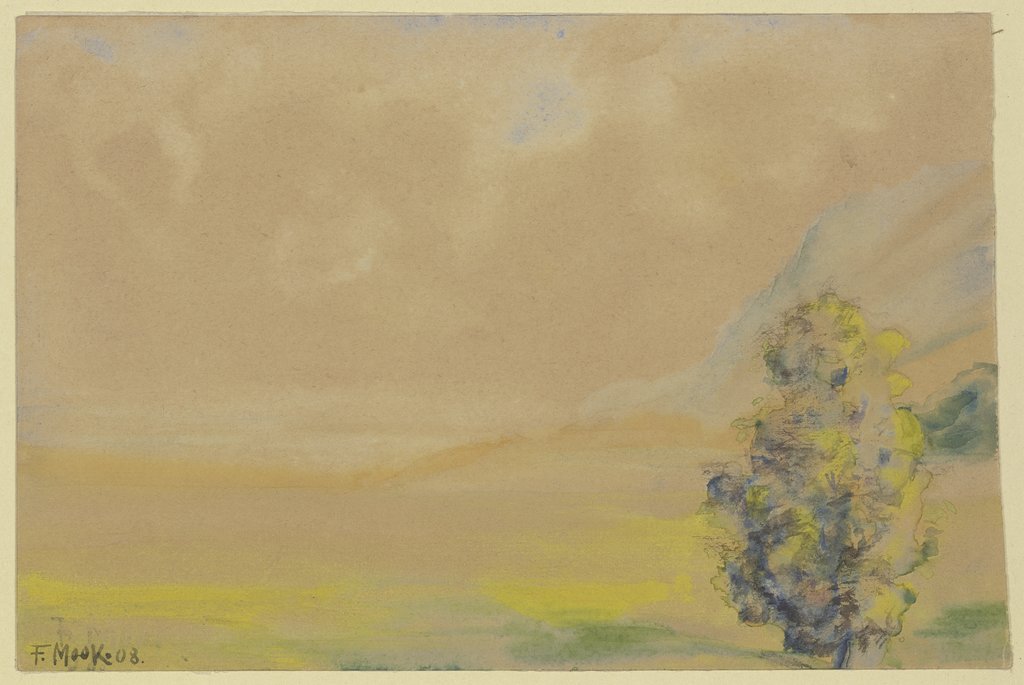 Flachlandschaft mit Baum, Friedrich Mook