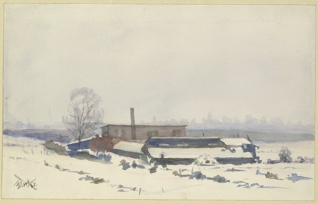 Gärtnerei im Schnee am Dornbusch, Friedrich Mook