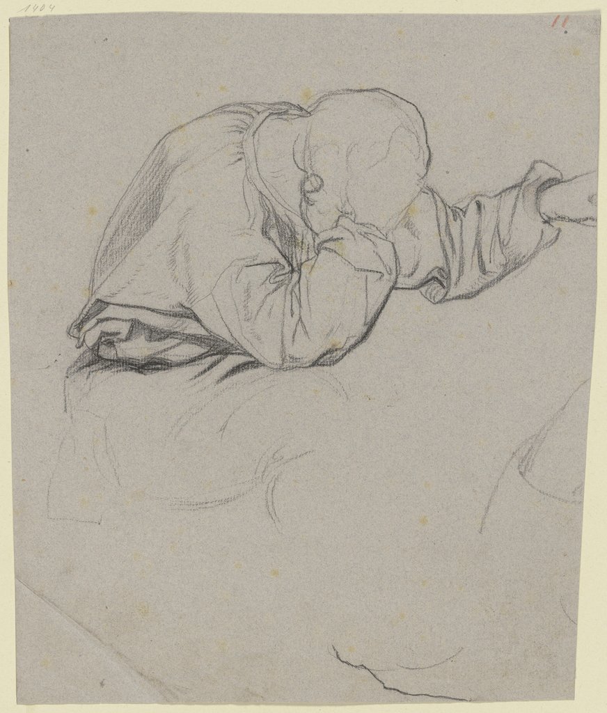 Sitzernder Mann, den Kopf aufgestützt, die Linke nach der Hand der Frau ausstreckend, aus "Trost (Abschied)", Victor Müller
