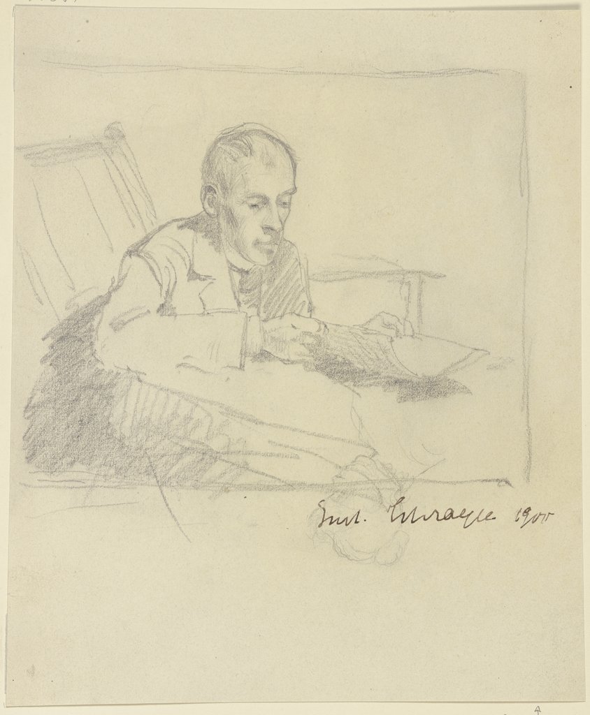 Bildnis eines lin lesenden Mannes, Gustav Schraegle