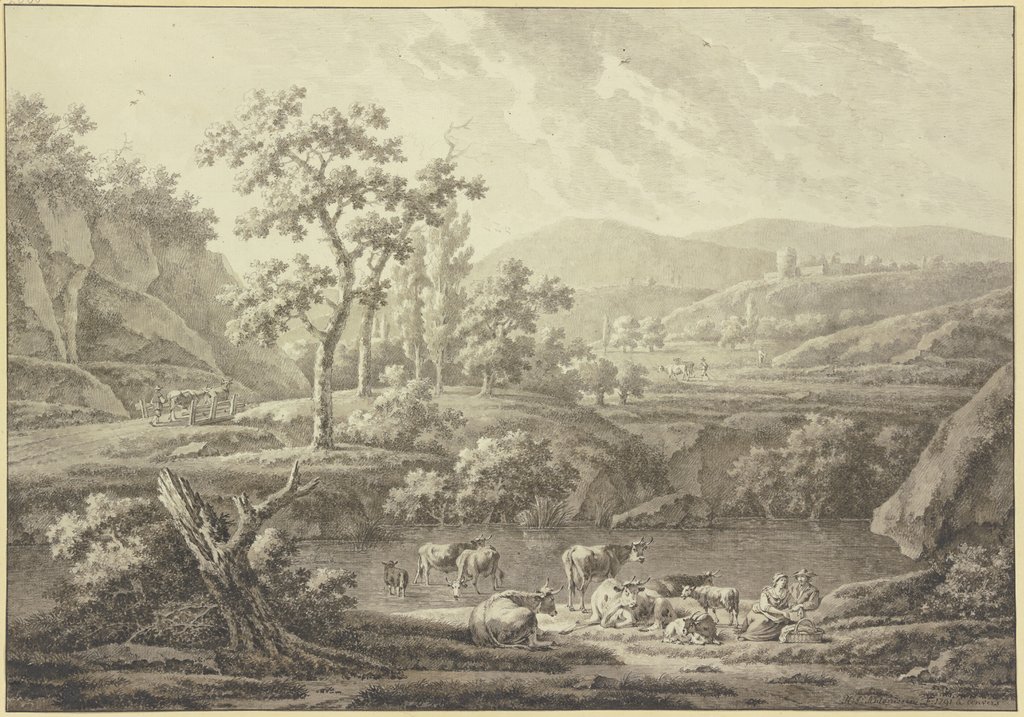 Blick auf das Land um Stavelot, mit weidendem Vieh, Henricus-Josephus Antonissen