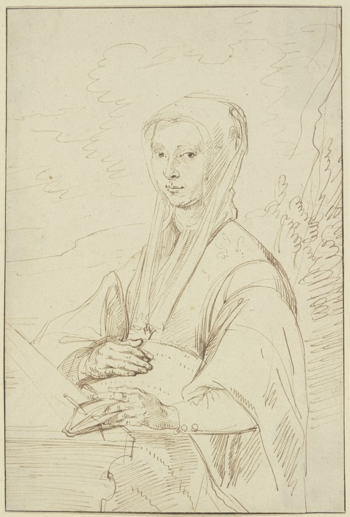 Porträt der Ehefrau eines Stifters, Matthys van den Bergh, after Jacob Cornelisz.